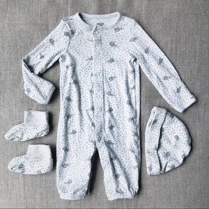 Convertible romper bundle in neutral lion print